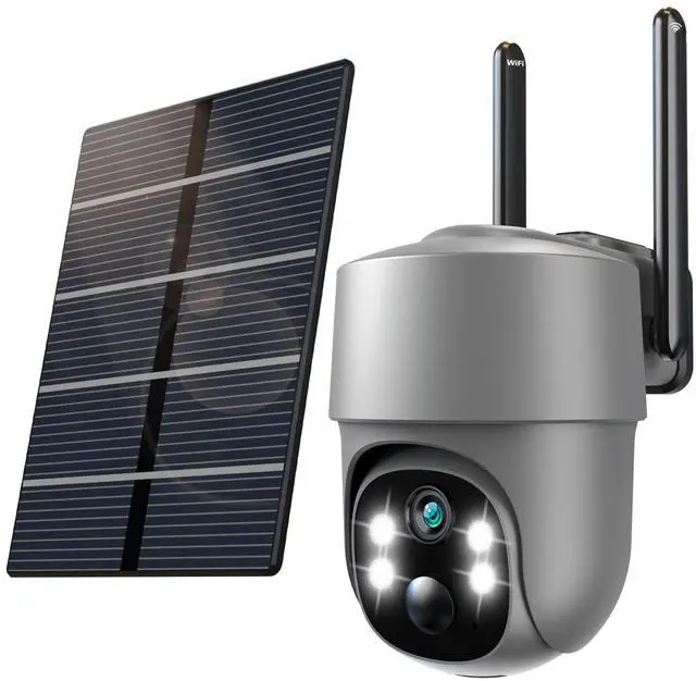 Main image of Xparkin Solar Security Cameras Wireless Outdoor, Mulit-Functional Home Security WiFi Camera with PIR Motion Detection & Floodlight, Weatherproof for Garden Front/Back Yard (2.4G WiFi Camera Grey)