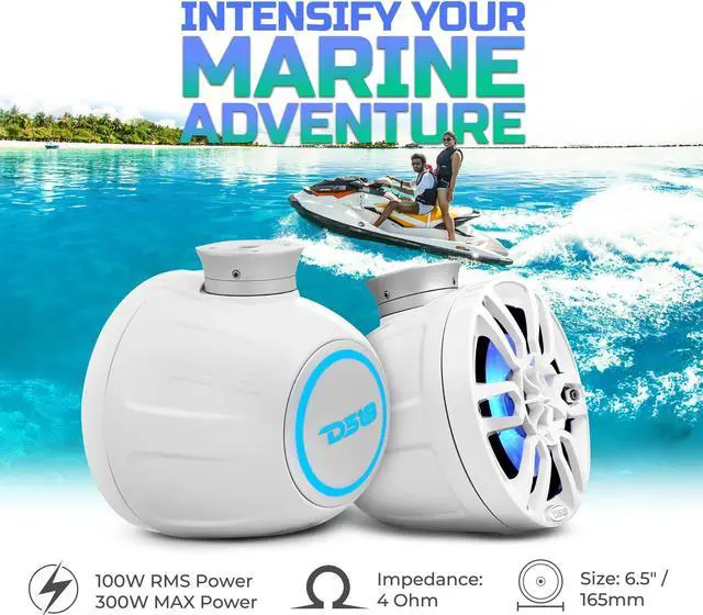 Alt view image 3 of 8 - DS18 HYDRO 4" Amplified Wakeboard Tower Speakers w/Bluetooth - Black