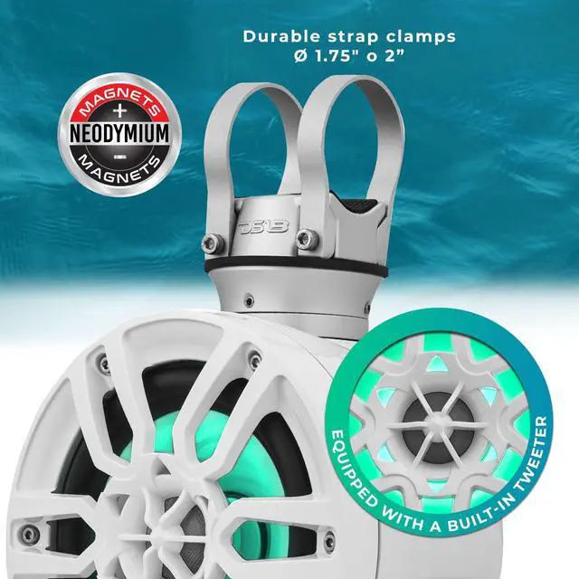 Alt view image 5 of 8 - DS18 HYDRO 4" Amplified Wakeboard Tower Speakers w/Bluetooth - Black