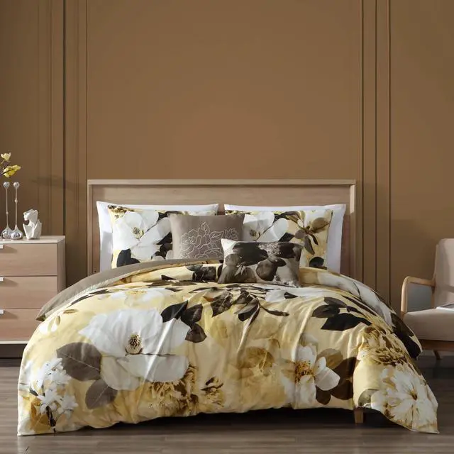 Main image of Bebejan Magnolia 100% Cotton Sateen 5 Piece King Size Reversible Comforter Set