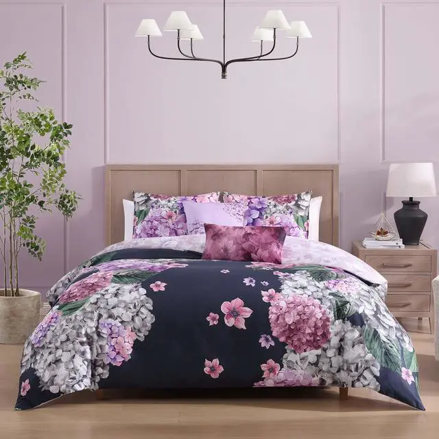 Main image of Bebejan Purple Bliss 100% Cotton Sateen 5 Piece King Size Reversible Comforter Set