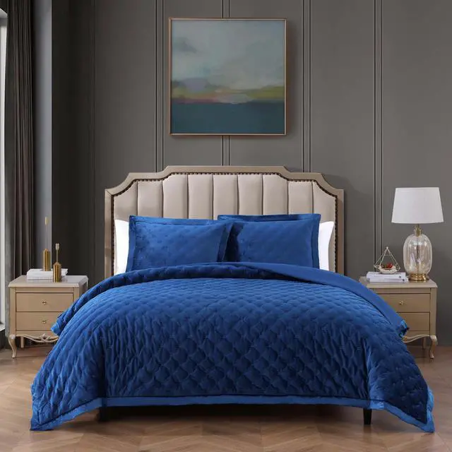 Main image of Bebejan 3 Piece Velvet Comforter Set Queen Size Comforter Set