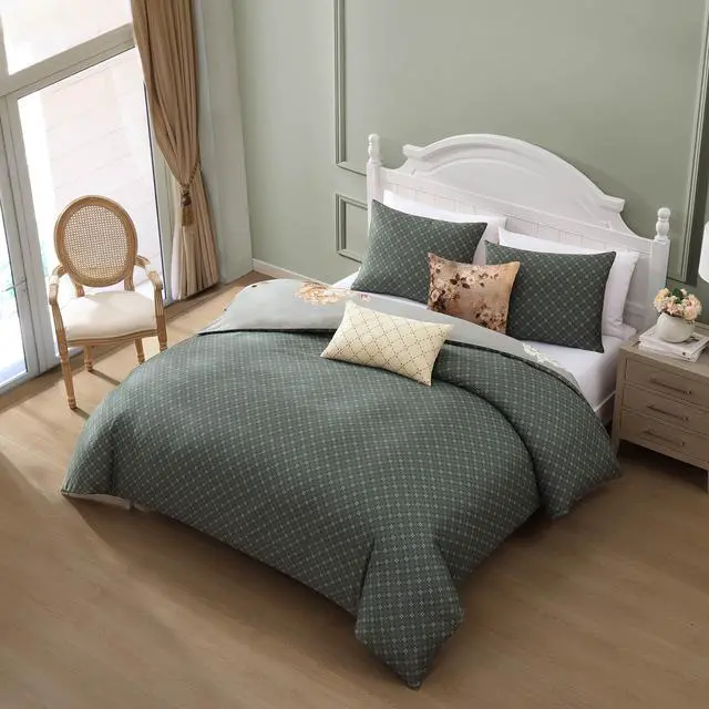 Alt view image 5 of 7 - Bebejan Whispering Willows 100% Cotton Sateen 5 Piece Queen Size Reversible Comforter Set