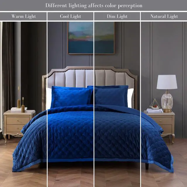 Alt view image 4 of 6 - Bebejan 3 Piece Velvet Comforter Set Queen Size Comforter Set