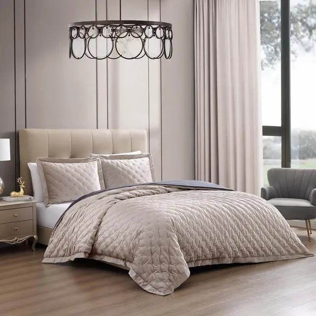 Alt view image 2 of 5 - Bebejan 3 Piece Velvet Comforter Set King Size Comforter Set
