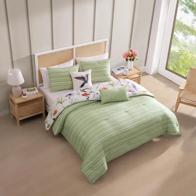 Alt view image 4 of 7 - Bebejan Fresh Cut Flowers 100% Cotton Sateen 5 Piece Reversible Comforter Set