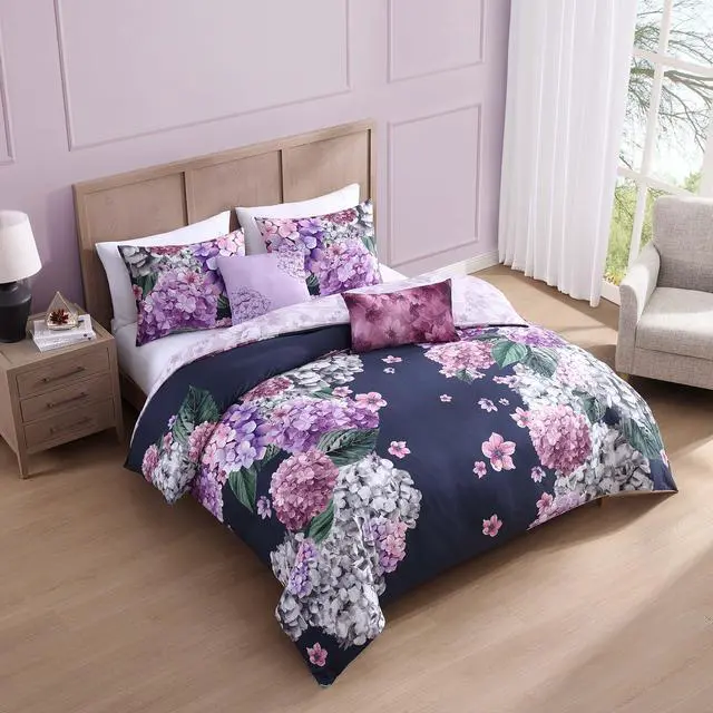 Alt view image 4 of 7 - Bebejan Purple Bliss 100% Cotton Sateen 5 Piece King Size Reversible Comforter Set