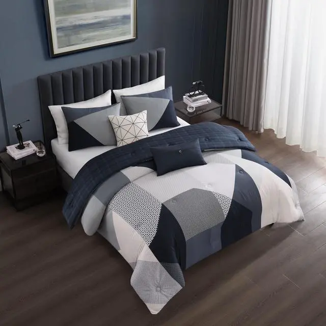 Alt view image 4 of 7 - Bebejan Geo Fusion 100% Cotton Sateen 5 Piece Reversible Comforter Set