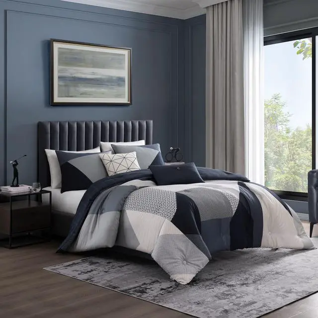 Alt view image 2 of 7 - Bebejan Geo Fusion 100% Cotton Sateen 5 Piece Reversible Comforter Set