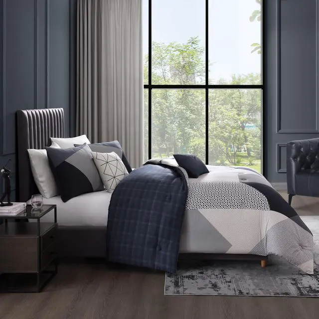 Alt view image 3 of 7 - Bebejan Geo Fusion 100% Cotton Sateen 5 Piece Reversible Comforter Set