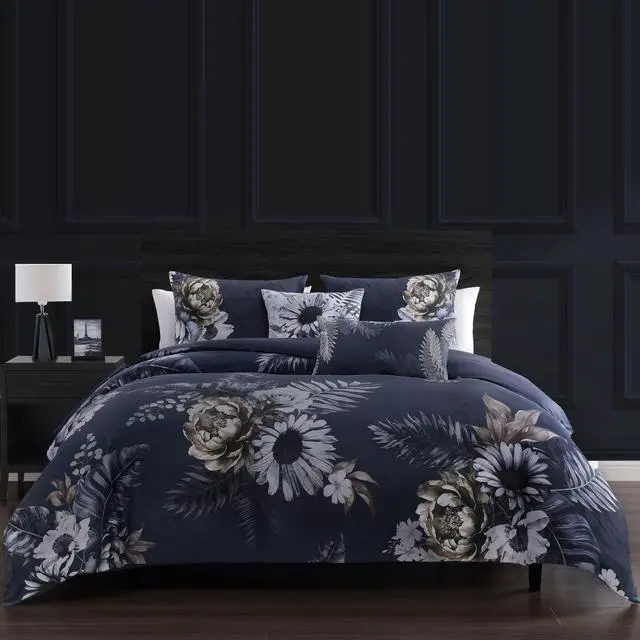 Main image of Bebejan Forget Me Not 100% Cotton Sateen 5 Piece Queen Reversible Comforter set