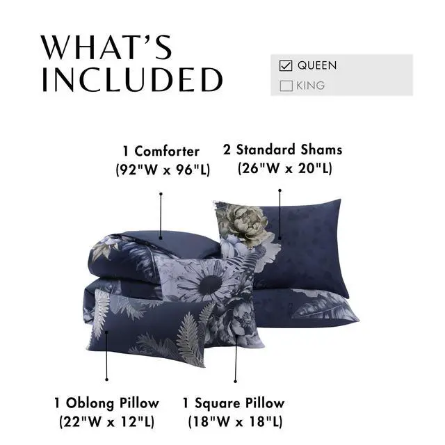 Alt view image 7 of 7 - Bebejan Forget Me Not 100% Cotton Sateen 5 Piece Queen Reversible Comforter set
