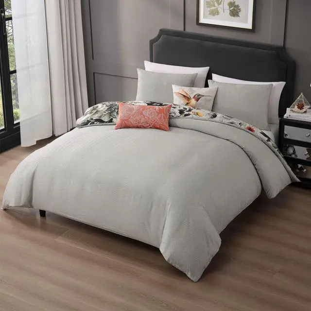 Alt view image 4 of 7 - Bebejan Vintage Bloom 5 Piece Queen Size Reversible Comforter Set