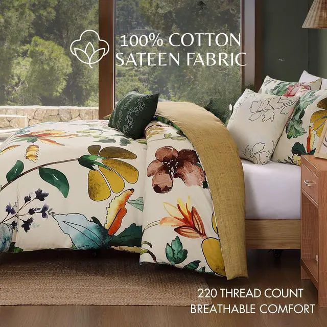 Alt view image 4 of 7 - Bebejan Radiance 100% Cotton Sateen 5 Piece Reversible Queen Size Comforter Set