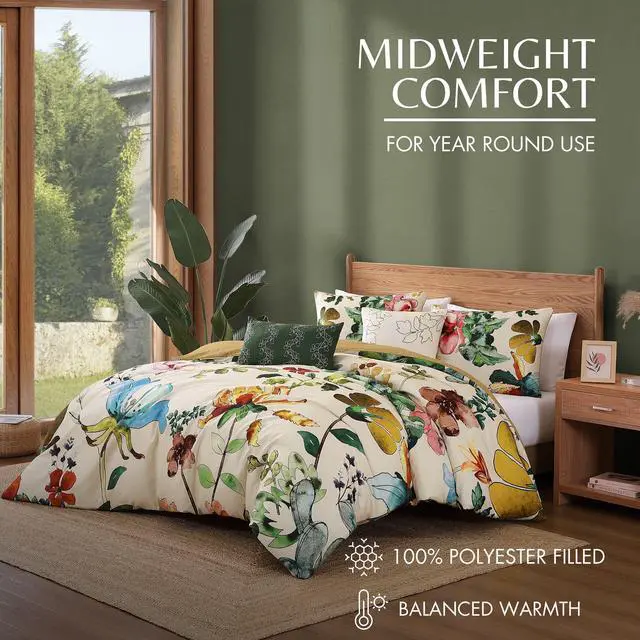 Alt view image 5 of 7 - Bebejan Radiance 100% Cotton Sateen 5 Piece Reversible Queen Size Comforter Set