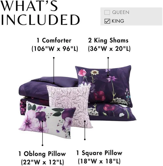 Alt view image 7 of 7 - Bebejan Morning Glory 100% Cotton Sateen 5 Piece King Reversible Comforter Set