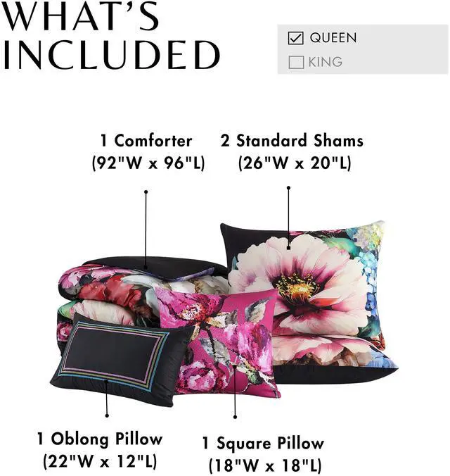 Alt view image 7 of 7 - Bebejan Black Night Poppies 100% Cotton Sateen Queen 5 Piece Reversible Comforter Set