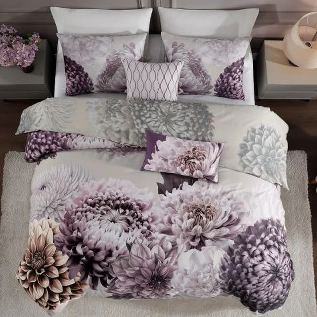 Alt view image 6 of 7 - Bebejan Dahlia Purple 100% Cotton Sateen 5 Piece Queen Size Reversible Comforter Set