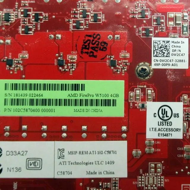 Alt view image 5 of 5 - Dell FirePro W5100 W2C47 High Profile Quad Port CAD Design Video Graphics Card