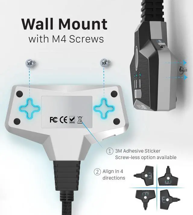 Alt view image 7 of 7 - Fosmon 3-Port HDMI Switch 2.0, 4K HDMI Switcher Supports UHD 3D HDR 1080P HDCP 2.2, HDMI Splitter for Apple TV, Roku, Fire Stick, PS5, Xbox