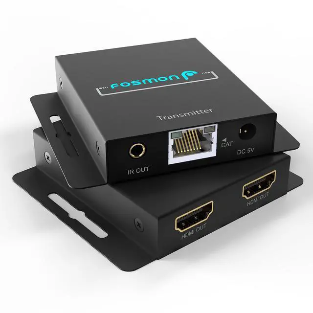 Main image of Fosmon HDMI Extender Splitter Over Cat5/6/7 Ethernet Cable Up to 230ft, 1080P HDMI Splitter with Auto EQ, POC, IR Remote Control
