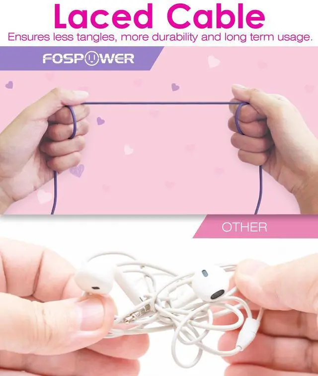 Alt view image 6 of 7 - FosPower Wired Kids Headphones with Cord, LED Cat Ears, Foldable Light Up On Ear Headphones for Kids School iPad Tablet with 3.5mm - Hot Pink / Purple