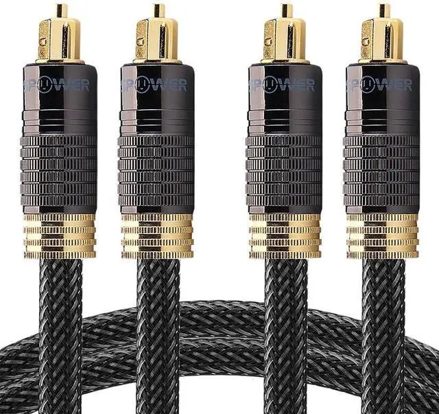 Main image of FosPower [2-Pack] 24K Gold-Plated Optical Digital Audio Cable - 6FT, Zero RFI & EMI Interference S/PDIF Toslink Cable with Nylon Braided Jacket