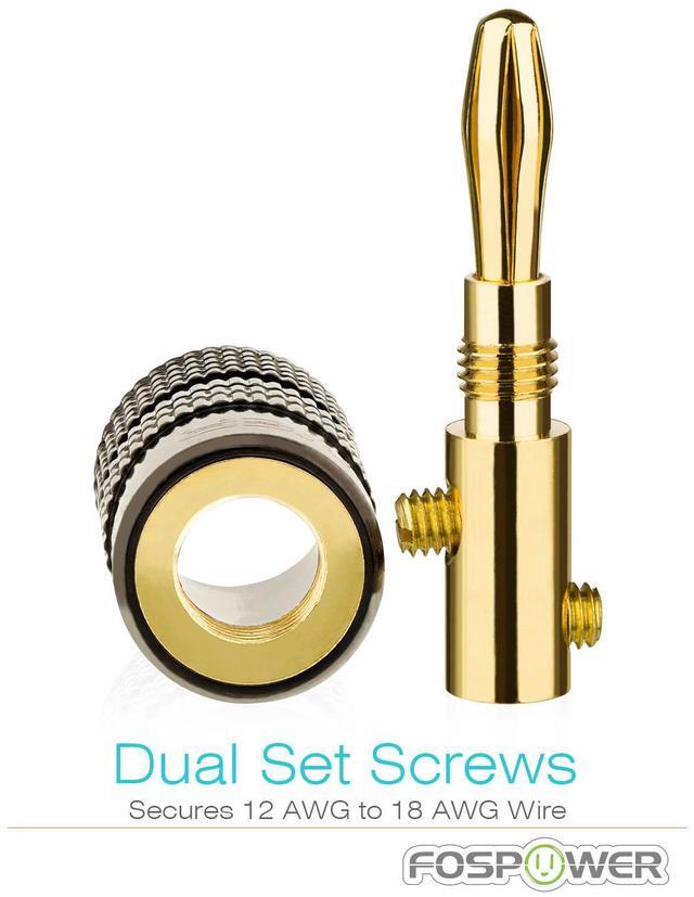 Alt view image 4 of 6 - FosPower Banana Plugs 5 Pairs / 10 pcs, Closed Screw 24K Gold Plated Speaker Plug Connectors for Speaker Wire, Wall Plate, Home Theater