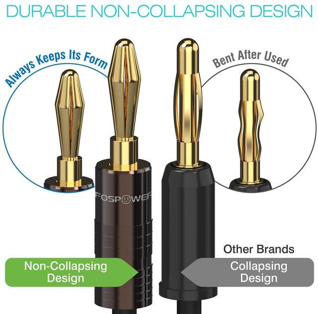 Alt view image 3 of 6 - FosPower Banana Plugs 5 Pairs / 10 pcs, Closed Screw 24K Gold Plated Speaker Plug Connectors for Speaker Wire, Wall Plate, Home Theater