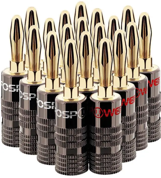 Main image of FosPower Banana Plugs 10 Pairs / 20 pcs, Closed Screw 24K Gold Plated Speaker Plug Connectors for Speaker Wire, Wall Plate, Home Theaters