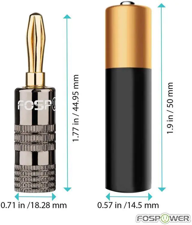 Alt view image 2 of 6 - FosPower Banana Plugs 10 Pairs / 20 pcs, Closed Screw 24K Gold Plated Speaker Plug Connectors for Speaker Wire, Wall Plate, Home Theaters