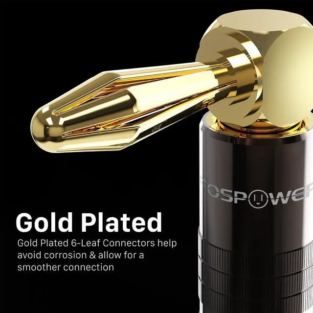 Alt view image 2 of 6 - FosPower Right Angle Banana Plugs (6 Pairs / 12 pcs), Closed Screw 24K Gold Plated Banana Speaker Plug Connectors for Speaker Wire, Wall Plate