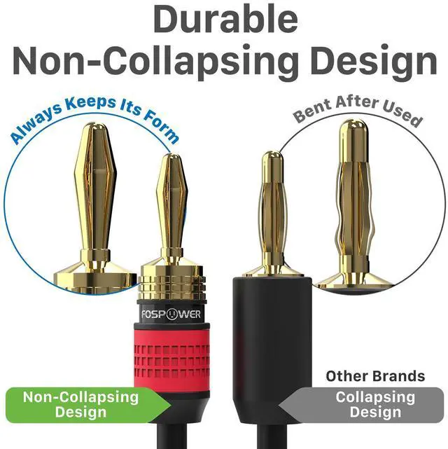 Alt view image 3 of 6 - FosPower Deadbolt Banana Plugs 6 Pairs / 12 pcs, Screwless Type 24k Gold Plated Banana Speaker Plug Connectors