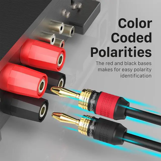 Alt view image 5 of 6 - FosPower Deadbolt Banana Plugs 6 Pairs / 12 pcs, Screwless Type 24k Gold Plated Banana Speaker Plug Connectors
