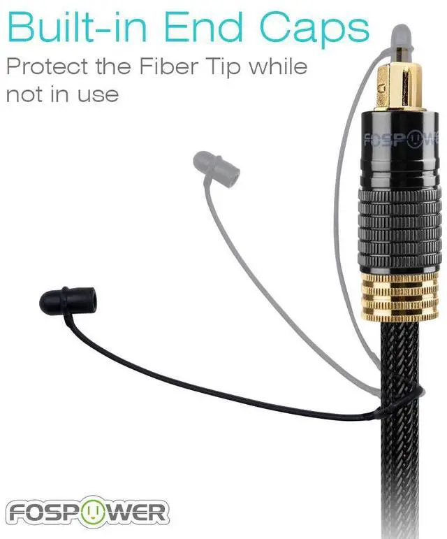 Alt view image 6 of 7 - FosPower 24K Gold-Plated Optical Digital Audio Cable - 10FT, Zero RFI & EMI Interference S/PDIF Toslink Cable with Ultra Durable Nylon Braided Jacket