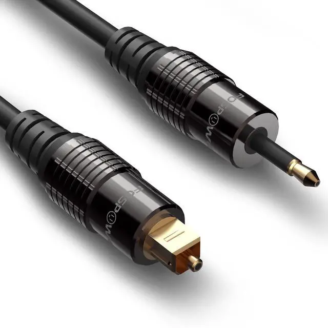 Main image of FosPower 24K Gold-Plated Toslink to Mini Toslink Cable - 3FT, S/PDIF Digital Optical  Audio Cable, Premium Fiber Core Optical Cable