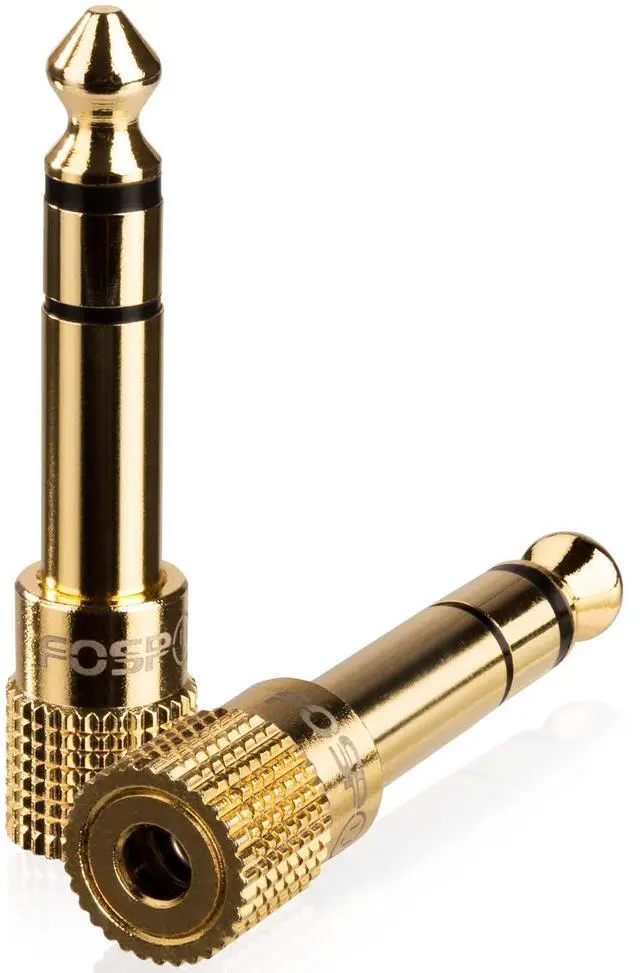 Alt view image 2 of 7 - FosPower 5 Pack 6.35mm (1/4 inch) Male to 3.5mm (1/8 inch) Female 3-Conductor TRS AUX Stereo Audio Headphone Jack Adapter - 24K Gold Plated