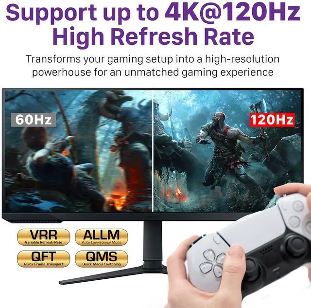 Alt view image 4 of 6 - Fosmon 5-Port 8K HDMI 2.1 Switch with Remote Control, HDCP 2.3 HDMI Switcher, 5x1 HDMI Splitter for PS5, Xbox X, Apple TV