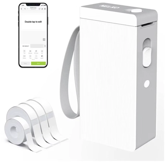 Main image of Nelko P22 Bluetooth Label Maker with 3 x 180pc White Label Rolls, Portable Inkless Thermal Label Printer, Rechargeable USB-C, QR Code & Barcode Labels for Home, Office & School - White