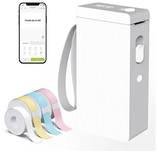 Main image of Nelko P22 Bluetooth Label Maker with 4 Label Rolls (1 White + 3 Color), Portable Inkless Thermal Label Printer, Rechargeable USB-C, QR Code & Barcode Labels for Home, Office & School - White