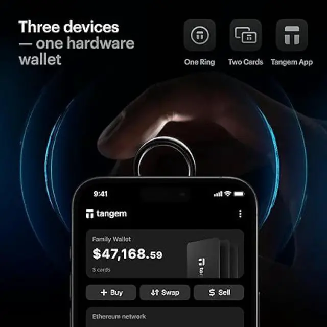 Alt view image 2 of 7 - TANGEM Ring (Size 12) - The world's first ring-shaped Secure Crypto Wallet - Trusted Cold Storage for Bitcoin, Ethereum, NFT's & More Coins - 100% Offline Hardware
