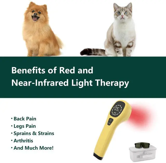 Alt view image 3 of 7 - PUPCA Pet/Vet Therapy Device,Cold Laser Therapy Relieve Animal's Muscle Joint Pain,Portable Handheld Red Light Therapy Device,with 650nm and 808nm Wavelength,for Horses,Dogs,Cats and Others (Gold)