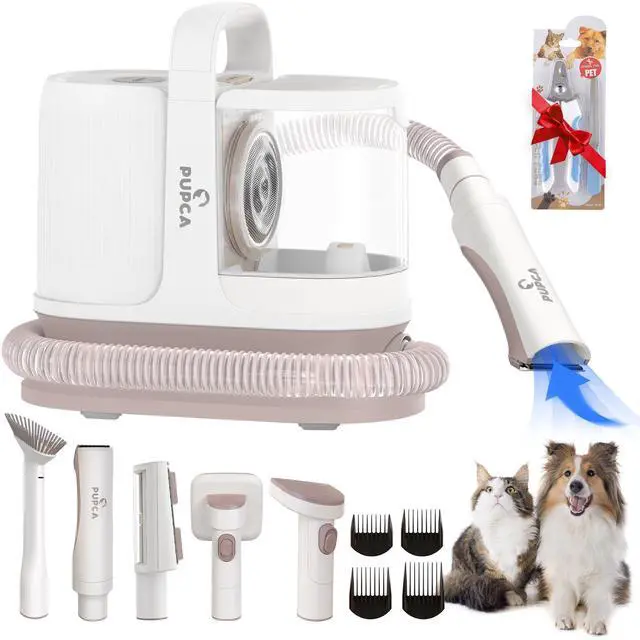 Main image of PUPCA Dog Grooming Kit, 7 in 1 Pet Vacuum Cleaner for Dogs Pet Hair Remover, Large-Capacity Vacuum Dustbin, 12000Pa Suction & Low Noise Vacuum Dog Hair Clipper Nail Grinder Trimmers