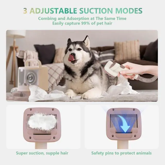 Alt view image 2 of 7 - PUPCA Dog Grooming Kit, 7 in 1 Pet Vacuum Cleaner for Dogs Pet Hair Remover, Large-Capacity Vacuum Dustbin, 12000Pa Suction & Low Noise Vacuum Dog Hair Clipper Nail Grinder Trimmers