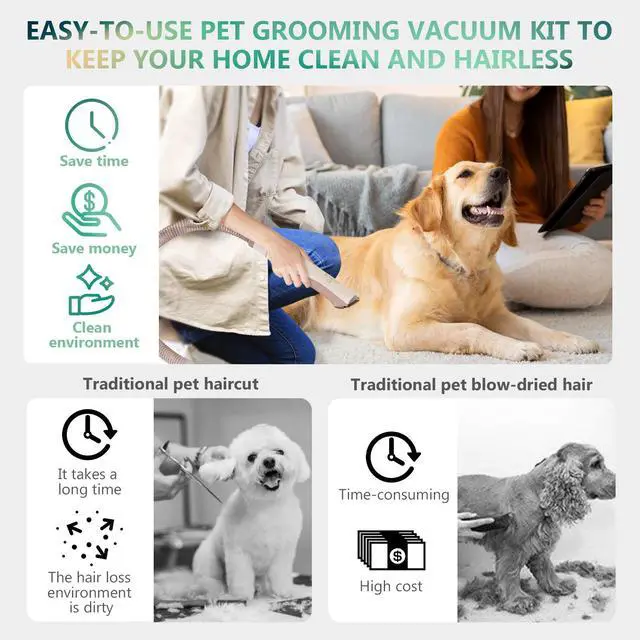 Alt view image 3 of 7 - PUPCA Dog Grooming Kit, 7 in 1 Pet Vacuum Cleaner for Dogs Pet Hair Remover, Large-Capacity Vacuum Dustbin, 12000Pa Suction & Low Noise Vacuum Dog Hair Clipper Nail Grinder Trimmers