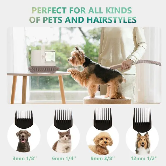Alt view image 7 of 7 - PUPCA Dog Grooming Kit, 7 in 1 Pet Vacuum Cleaner for Dogs Pet Hair Remover, Large-Capacity Vacuum Dustbin, 12000Pa Suction & Low Noise Vacuum Dog Hair Clipper Nail Grinder Trimmers