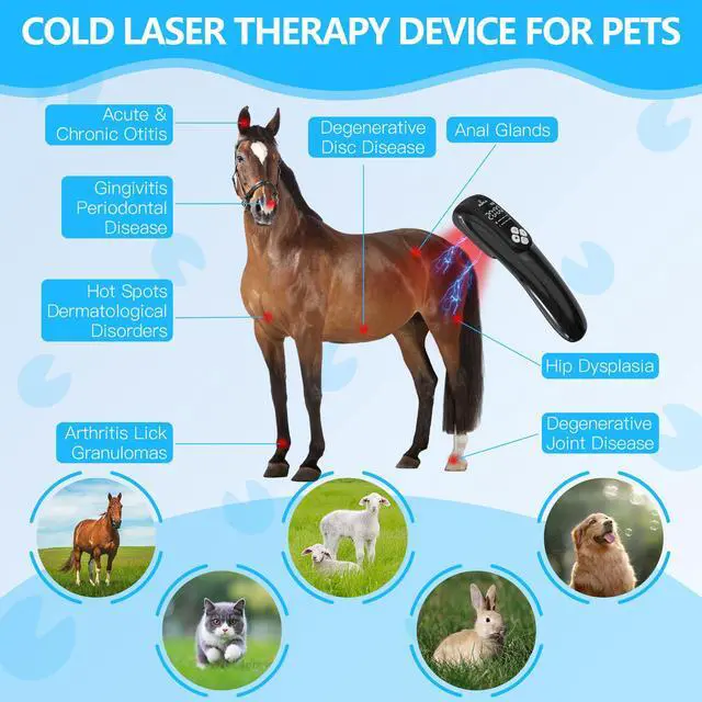 Alt view image 6 of 7 - PUPCA Laser +TENS Therapy Device for Horse,Portable Red Light Therapy with 4Pcs * 808nm & 12Pcs * 650nm,Infrared Therapy for Pets Arthritis Pain Relief,Eliminate Pain from Tendon & Ligament Injuries