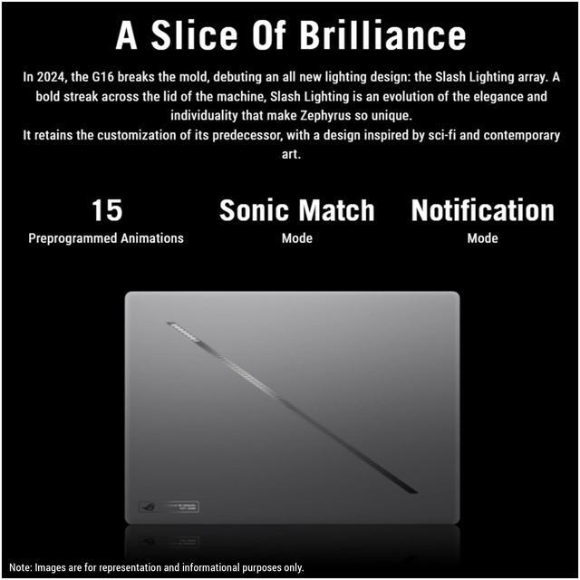 Alt view image 5 of 7 - ASUS ROG Zephyrus G16 Gaming Laptop, Intel Ultra 9-185H, 32 GB LPDDR5X RAM, 2 TB PCle SSD, 16" QHD (2560x1600) 240Hz Display, Nvidia G-Force RTX 4090, Backlit Keyboard, W11 Pro, Eclipse Gray
