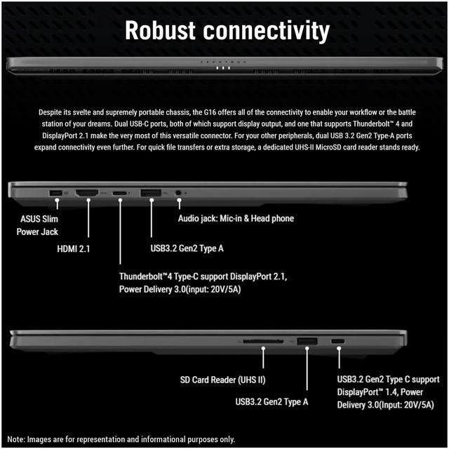 Alt view image 4 of 7 - ASUS ROG Zephyrus G16 Gaming Laptop, Intel Ultra 9-185H, 32 GB LPDDR5X RAM, 2 TB PCle SSD, 16" QHD (2560x1600) 240Hz Display, Nvidia G-Force RTX 4090, Backlit Keyboard, W11 Pro, Eclipse Gray