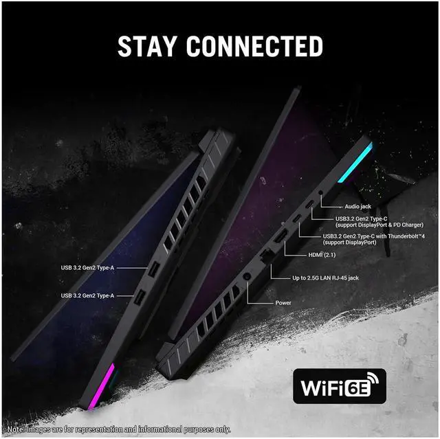 Alt view image 5 of 7 - Asus Rog Strix G16 Gaming Laptop, Intel i9-13980HX, 32 GB DDR5 Ram, 2 TB PCle SSD, 16"" QHD+ (1920x1200), Nvidia Geforce RTX 4060, W11 Home, Gray